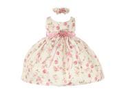 Cinderella Couture Baby Girls Pink Rose Printed Jacquard Occasion Dress 24M
