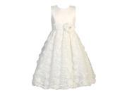 Lito Big Girls White Satin Tulle Floral Chiffon Tea Length Communion Dress 12
