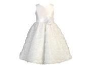 Lito Little Girls White Shantung Ribbon Sequin Tulle Communion Dress 6