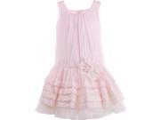 Isobella Chloe Little Girls Light Pink Dropped Waist Tiered Dress 6X