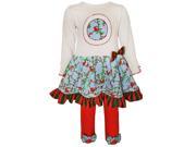 AnnLoren Little Girls Red Robin Dress Legging Boutique Holiday Outfit Set 2 3T