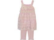 Isobella Chloe Little Girls Light Pink Primrose Two Piece Pant Outfit Set 4T