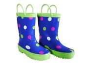 Blue Polka Dots Toddler Girls Rain Boots 6