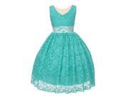 Big Girls Mint Heavy Spandex Lace Pearl Accented Junior Bridesmaid Dress 8