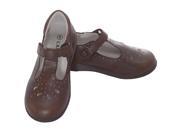 L Amour Little Girls 12 Brown Punch Detail Mary Jane Dress Shoes