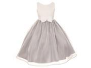 Cinderella Couture Little Girls Silver Ivory Satin Organza Sleeveless Dress 2