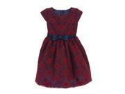 Sweet Kids Big Girls Burgundy Navy Floral Lace Bow Occasion Dress 10