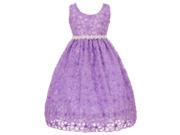 Big Girls Lilac Jewel Sash Sequin Floral Lace Overlay Flower Girl Dress 12