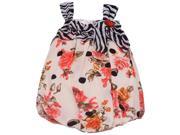 Bonnie Jean Baby Girls Coral Rose Black Dot Stripe Print Onesie Dress 6 9M