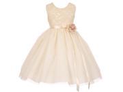 Big Girls Ivory Lace Satin Sash Corsage Tulle Junior Bridesmaid Dress 8