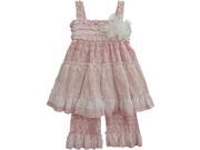 Isobella Chloe Little Girls Coral Vanilla Chai Two Piece Pant Outfit Set 4T