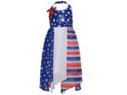 Bonnie Jean Little Girls Blue Red American Flag Inspired Style Halter Dress 6