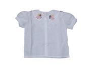 Lyra Little Girls White Lace Colored Embroidery Short Sleeve Shirt 4T