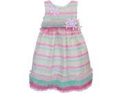 Isobella Chloe Little Girls Sherbet Stripe Ribbons Empire Waist Dress 4T