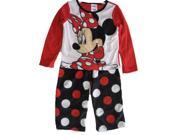 Disney Little Girls Black Red Dotted Minnie Mouse 2 Pc Pajama Set 2T