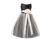 Sweet Kids Big Girls Black White Floral Accent Junior Bridesmaid Dress 12