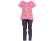 Ok Kids! Little Girls Pink Floral Print Slit Side Tee Grey Leggings Outfit 6X