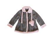 Isobella Chloe Little Girls Charcoal Tweed Floral Detail Alexa Coat 6X