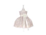 Cinderella Couture Baby Girls Champagne Lace Ivory Sash Sleeveless Dress 12M