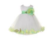 Baby Girls White Mint Petal Adorned Satin Tulle Flower Girl Dress 18M