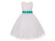 Big Girls White Jade Chiffon Flowers Tulle Junior Bridesmaid Dress 10