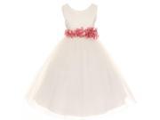 Cinderella Couture Big Girls Ivory Rose Petal Sash Flower Girl Dress 14