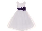 Cinderella Couture Big Girls White Purple Petal Sash Flower Girl Dress 8