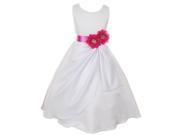 Little Girls White Magenta Bridal Dull Satin Sequin Flowers Occasion Dress 6