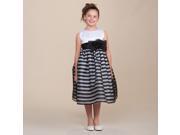 Crayon Kids Little Girls Black White Satin Stripes Flower Girl Easter Dress 3T