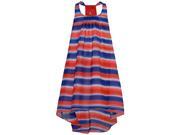 Bonnie Jean Little Girls Blue Red Striped Pattern Patriotic Hi Lo Dress 5