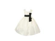 Cinderella Couture Big Girls Ivory Satin Black Sash Sleeveless Dress 10