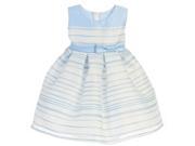 Sweet Kids Baby Girls Light Blue Striped Woven Satin Easter Dress 12M