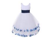 Little Girls White Blue Petals Sash Tulle Layers Flower Girl Easter Dress 4