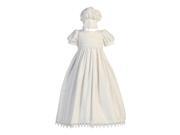 Lito Baby Girls White Embroidered Cotton Gown Bonnet Baptism Set 6 12M