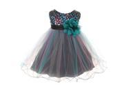 Kids Dream Baby Girls Teal Multi Sequin Tulle Special Occasion Dress 24M
