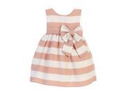 Sweet Kids Baby Girls Sand White Stripe Ribbon Accent Occasion Dress 6 9M