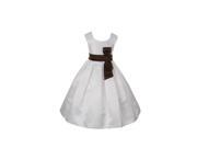 Cinderella Couture Little Girls White Satin Brown Sash Sleeveless Dress 2