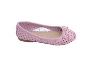 L Amour Little Big Kids Girls Pink Perforated Bow Ballet Flats 1 Kids