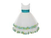 Little Girls White Jade Petals Sash Tulle Layers Flower Girl Easter Dress 4