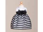 Crayon Kids Baby Girls Black White Satin Stripes Flower Girl Easter Dress 18M