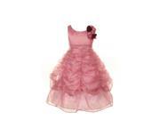 Big Girls Dusty Rose Bridal Satin Organza Bubble Flower Girl Dress 14