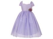 Little Girls Lavender Floral Adorned Dupioni Tulle Flower Girl Dress 4