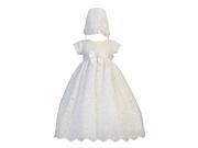 Lito Baby Girls White Sequin Embroidered Organza Gown Christening Set 0 3M