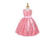 Cinderella Couture Big Girls Coral Lace Pink Sash Sleeveless Dress 14