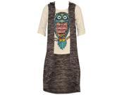 Big Girls Black Grey Sleeveless Patterned Cardigan Owl Printed Shirt Set 10