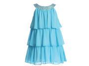 Sweet Kids Big Girls Turquoise Sequined Neck Tiered Junior Bridesmaid Dress 10