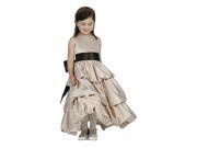 Cinderella Couture Girls Champagne Layered Brown Sash Pick Up Occasion Dress 14