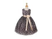 Cinderella Couture Big Girls Navy Lace Champagne Sash Sleeveless Dress 12