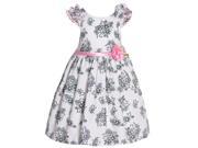 Bonnie Jean Baby Girls White Black Floral Patterned Ruffle Sleeve Dress 18M