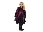 Angels Garment Little Girls Black Pink Polka Dotted Fall Winter Coat 5 6